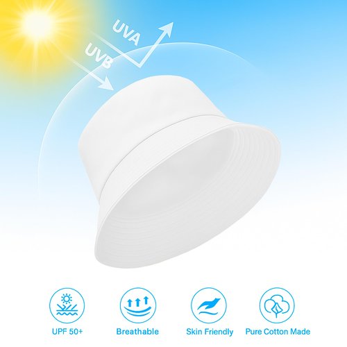 PODALOA 12 Pieces Bucket Hat Solid Color Summer Fishing Hats for Women Men Boys Girls UPF 50+(White)