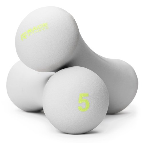 Rage Fitness Hand Weights, PVC Coated Steel, Texturized Rubber, Anti-Slip Grip - Dumbbell Set of 2 (5 lb), Strength Training Free Weights For Men, Women of All Ages