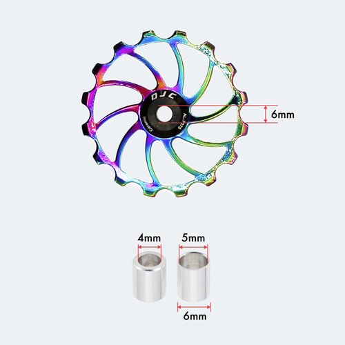 DJC Bike Ceramic Bearing Pulley Wheel 2pcs Guide Roller 11T 12T 13T 14T 15T 16T MTB Road Bike Rear Derailleur for Shimano for Sram Pulley oilslick (oilslick, 2pcs 14T)