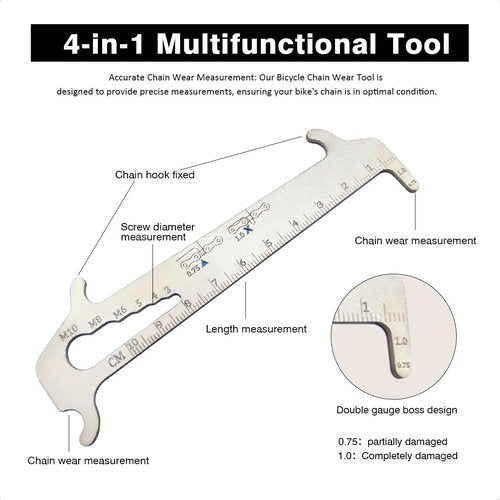 BDR Bicycle Chain Wear Tool for Accurate Maintenance Indicator Chain Checker Tool Measuring Ruler