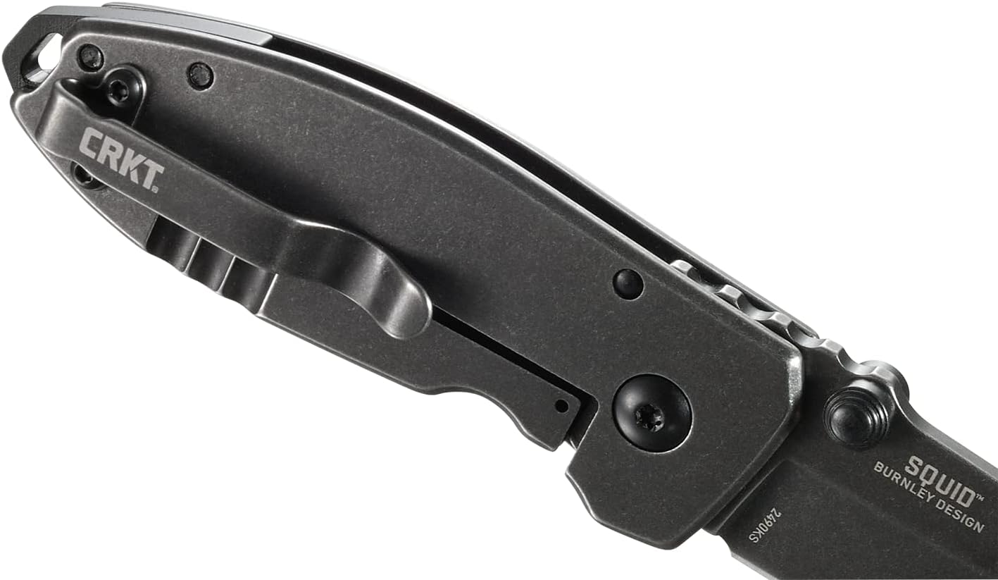 CRKT Squid Everyday Carry EDC Pocket Folding Knife with Frame Lock: Stainless Steel Plain Edge Blade, Stainless Steel Handle, Pocket Clip, 2490KS