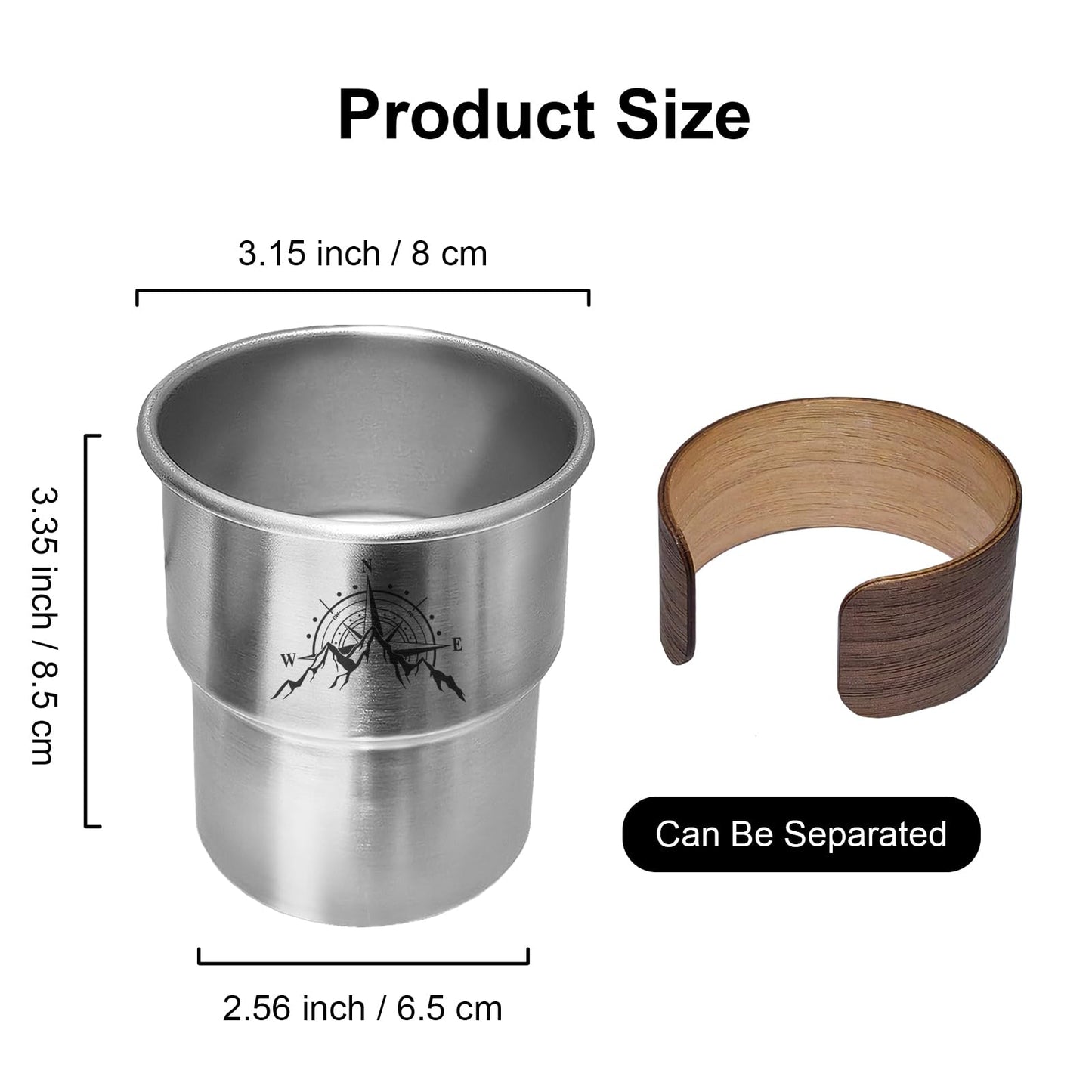 Jutasty Funny Stainless Steel Camping Coffee Cup for Camping Lover, Outdoor Camping Mug for Coffee Cold Beverages, Portable Camping Hiking Backpacking Travel Cup 9.5oz(280ml), Arctic Snow Mountain