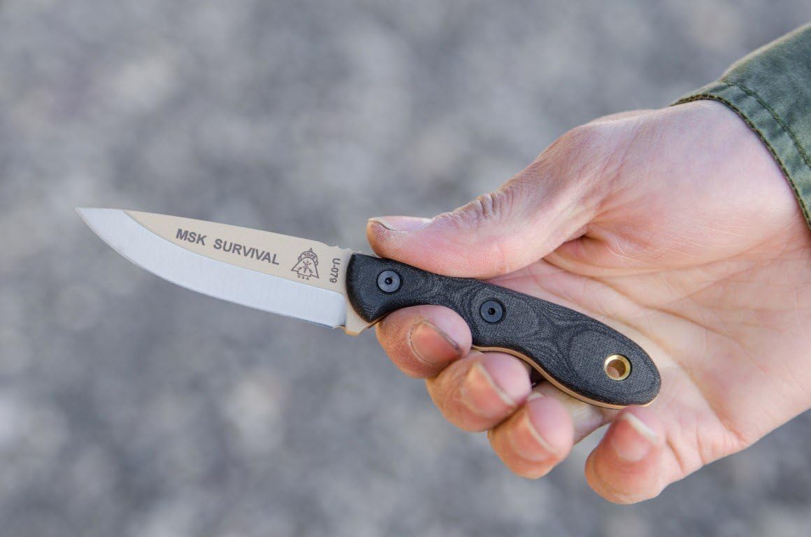 Tops Knives Mini Scandi Survival neck Knife Tan Blade MSK-SURV
