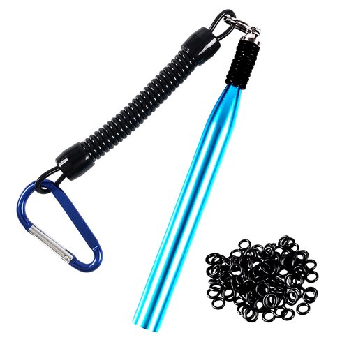 SIWRIOM Wacky Rig Tool with 110pcs Fishing O-Rings, Wacky Worm Rigging Tool Kit for Senko, Fishing Ring Rigging Tools for Clip Soft Baits Worms with Keychain Lanyard Fishing Bait Rigs