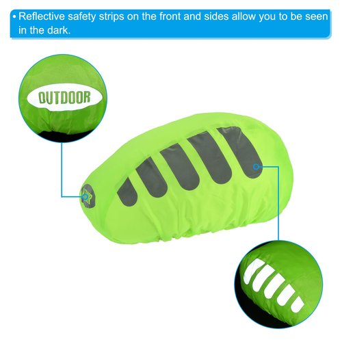 PATIKIL Cycling Bicycle Helmet Cover, 3 Pack Motorcycle Helmet Rain Covers Ride Gear Helmet Cover with Reflective Strip for Road Cycling, Green