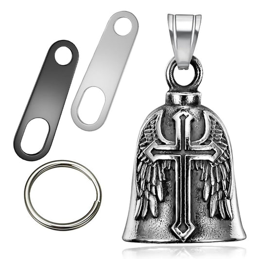 Jvuouxy Guardian Angel Motorcycle Bell Handful Good Luck Bells & Keyring Drive Safe Pendant Accessories Lead-Free Pewter Bike Bell Good Luck Gift for Men Women Guard Riding Safety