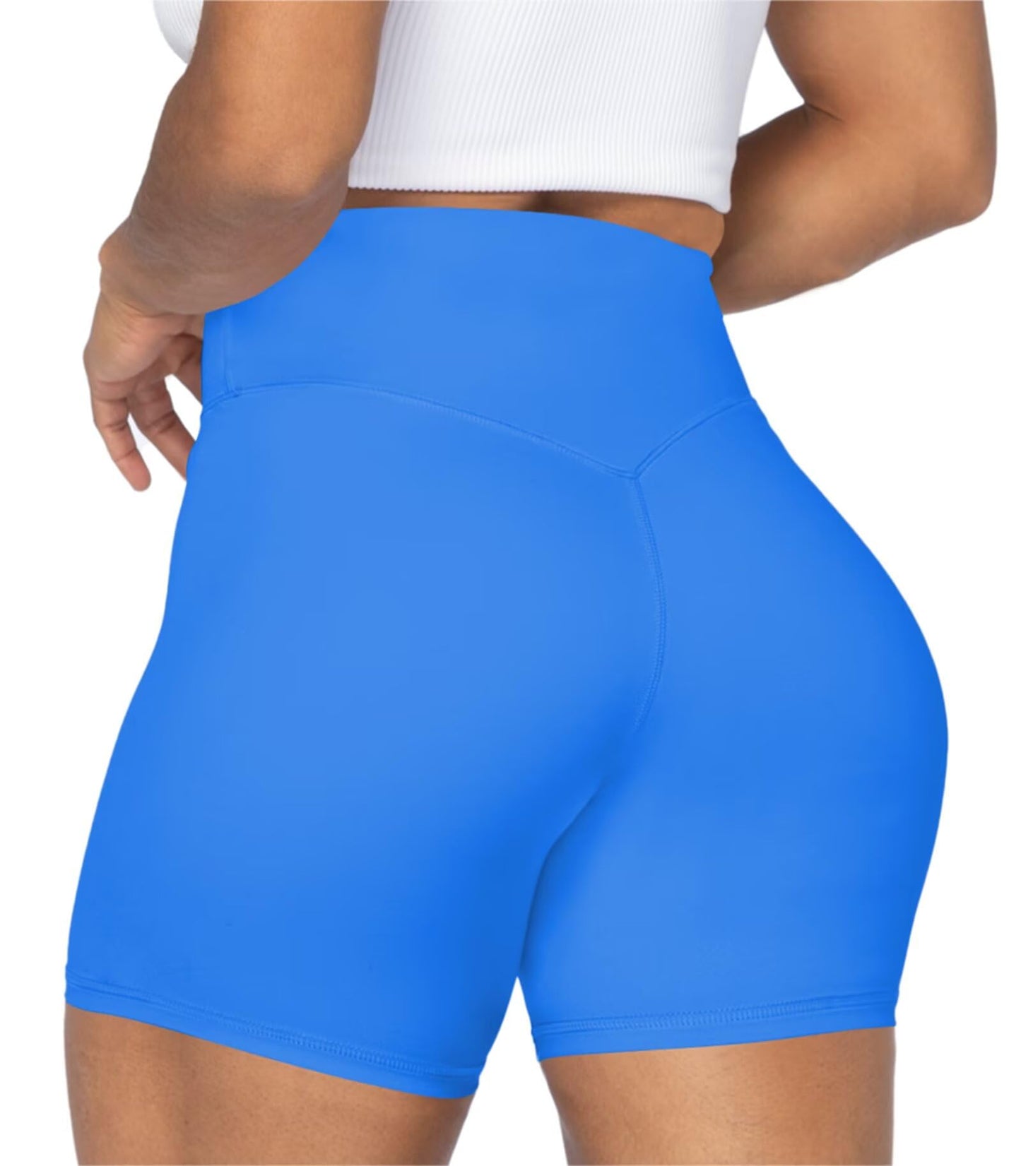 Sunzel 5" High Waist Biker Shorts for Women No Front Seam Soft Yoga Workout Gym Bike Shorts Tummy Control Squat Proof Blue