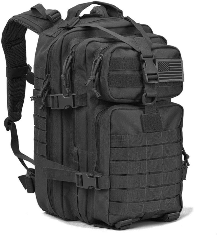 REEBOW GEAR Military Tactical Backpack for Men Large 34L Army 3 Day Assault Pack Molle Bag Backpacks (34L, Black)