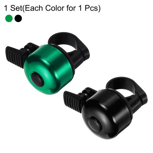 HARFINGTON 2pcs Bike Bell Mini Bicycle Bell with Loud Crisp Clear Sound Bike Ring Bell Aluminum Bike Accessories for Road Adults Children Mountain Bike, Black Green