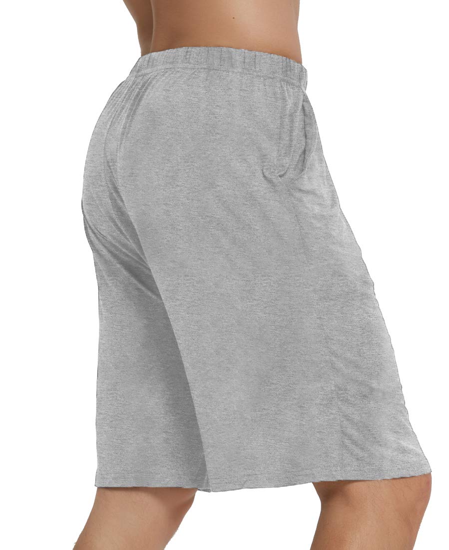 JINSHI Mens Pajama Shorts with Pockets Soft Lightweight Modal Lounge Sleep Shorts (Light Gray/Black/Lake Blue) M