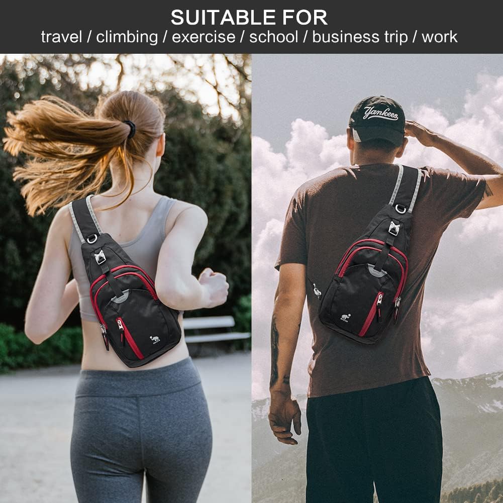Kimlee Sling Bag Crossbody Bags Men, Travel Hiking Chest Daypack for Women One Strap Backpack Lightweight Over Shoulder Bag