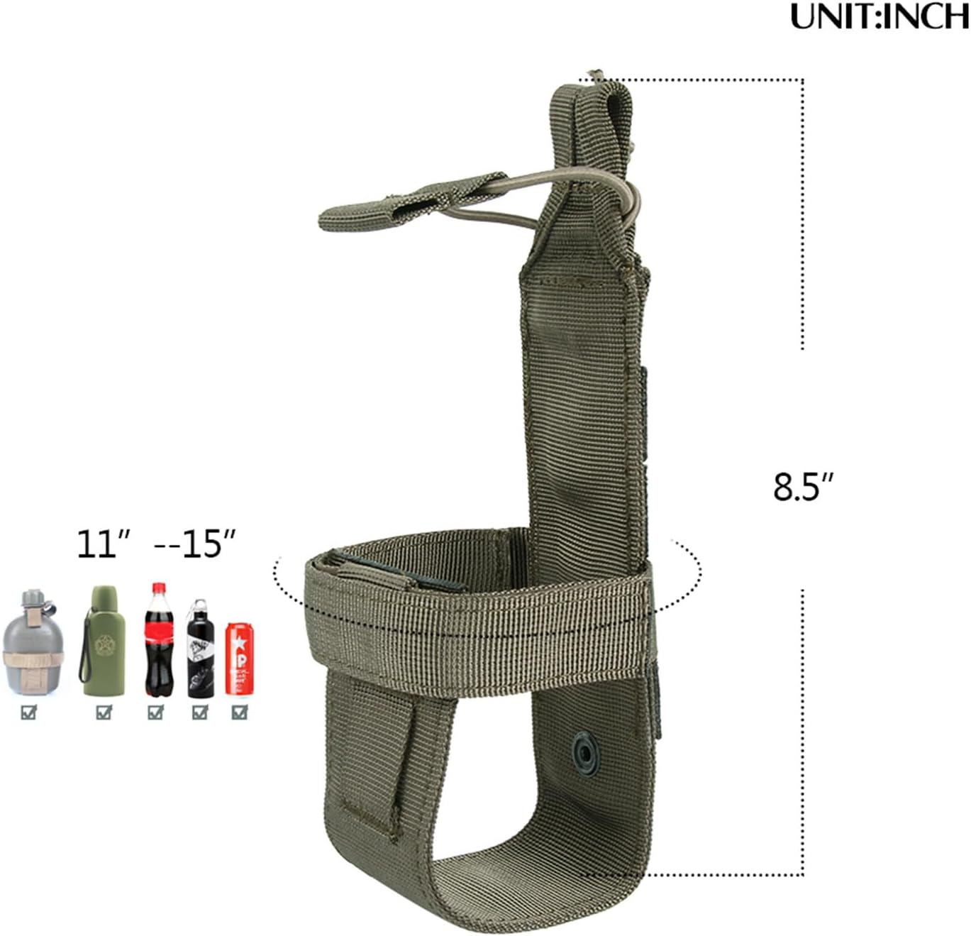 EXCELLENT ELITE SPANKER Tactical Military Portable Belt Bottle Holder Pouch Molle Adjust EDC Water Bottle Carrier for Hunting Walking Running Traveling