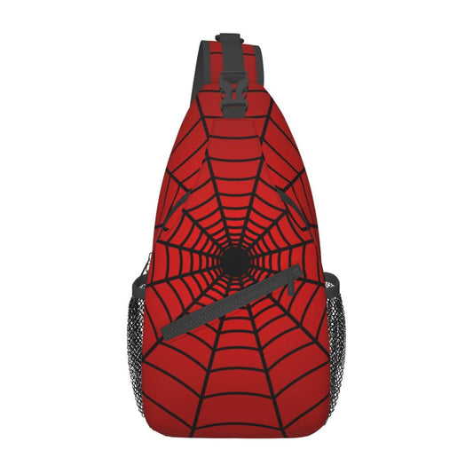 COFEIYISI Red Spider Web Sling Bag Crossbody Backpack for Men Women Spiders Web Pattern on Bright Red Background Chest Bag Adjustable Casual Shoulder Backpack Gym Sport Travel Hiking Daypack