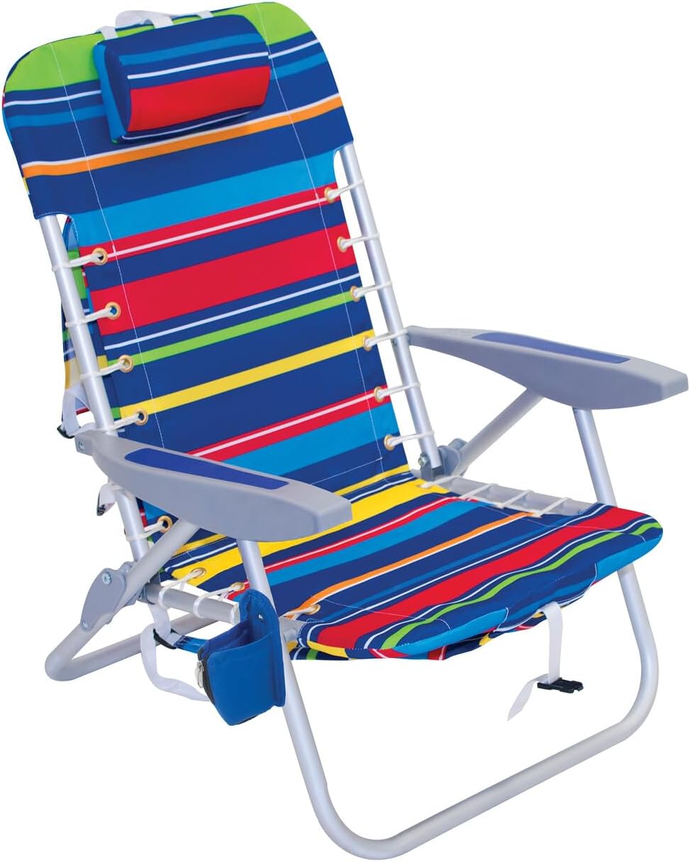 RIO Gear Beach Lace-Up Suspension Folding Beach Chair, Navy , 44.7" x 25.5" x 26.5"