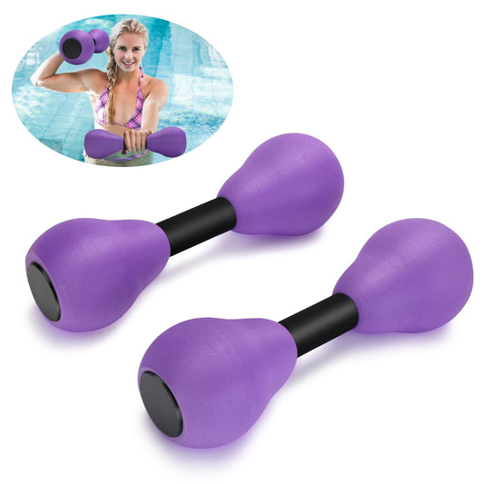 Aquatic Dumbells,2Pcs Foam Water Weights Aerobic Exercise Fitness Equipment Dumbbells, Pool Resistance Swimming Training for Adults/Kids/Men/Women Weight Loss, Beginner Swimming Training, Purple