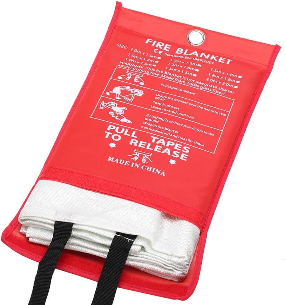 Aksipo Fire Blanket Fiberglass Fire Emergency Suppression Flame Retardant Blanket Emergency Survival Safety Cover for Kitchen Home House Car Office Warehouse, 2 Pack (39.3X 39.3 inch)