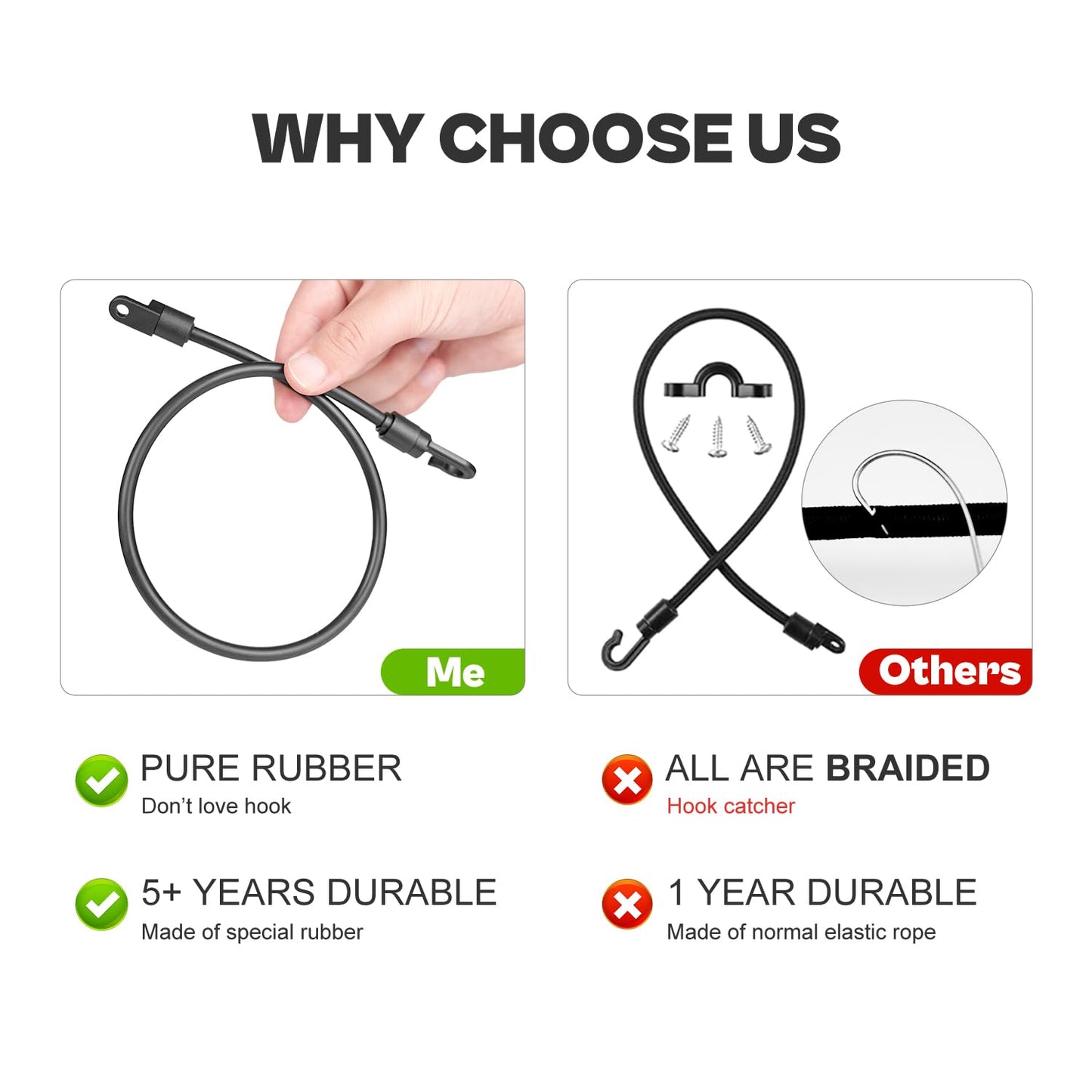 Fishing Rod Straps for Boat Deck, 18" Rubber Bands Based Tie Down Holder Straps for Boat, Kayak, Truck Bed