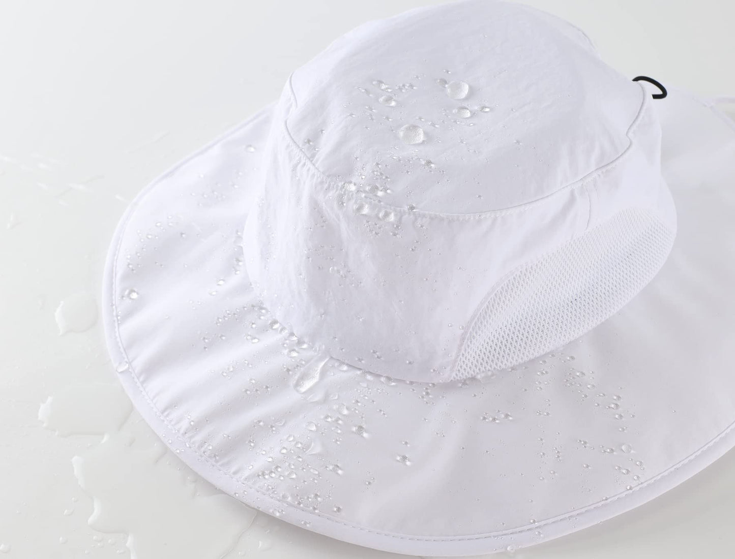 Home Prefer UPF50+ Mens Sun Hat Wide Brim Fishing Hat Airy Mesh UV Protection Portable Bucket Sun Hat White