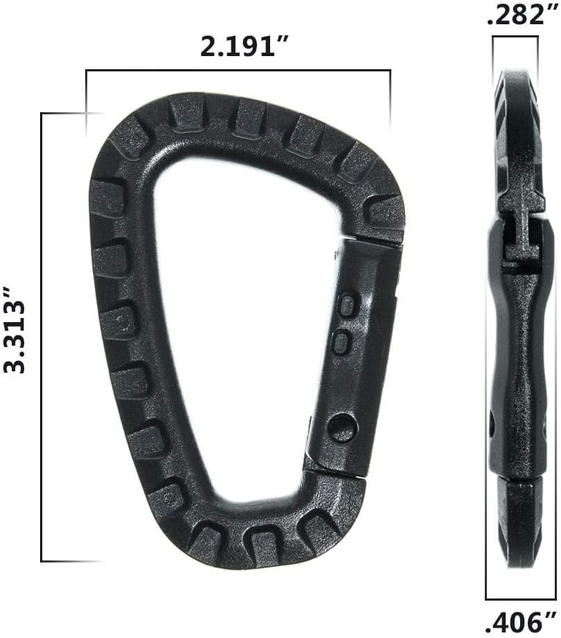 Tactical Carabiner Keychain 6 Pack - Durable Plastic Carabiners - Lightweight Spring Snap Gear - Utility Hooks for Backpacks, Buckles, Hanging Gear, and Outdoor Recreation