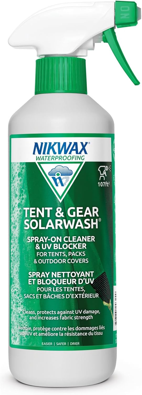 Nikwax Tent & Gear SolarWash, Cleaning, Waterproofing and UV Protector, Cleaner, Maintenance, Restores DWR Water Repellency on Outdoor Gear, Rain Fly, Canvas, Covers, Tarps, Backpacks, Accessories