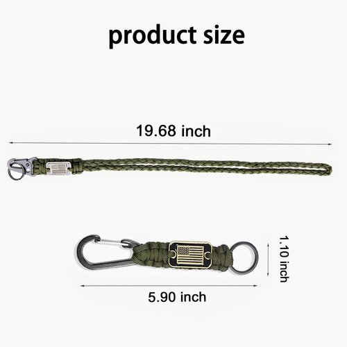 SVICCOOKQ 6Pcs Heavy Duty Paracord Lanyards With USA Flag, Braided Parachute Lanyards for Outdoor Activities
