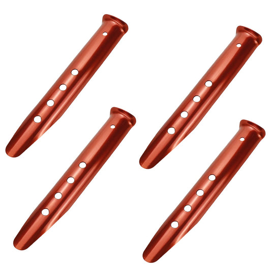 KUMGROT 4 Pcs Snow Sand Tent Stakes Stakes Pegs U-Shaped Beach Tent Nails Aluminum Alloy 9" Lightweight Tent Pegs for Boating Hiking Backpacking Picnic (Orange)