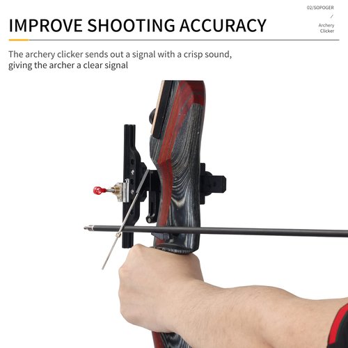 SOPOGER Archery Recurve Bow Clicker - Magnetic Sight Mounted Clicker Aluminum Arrow Clicker Signal Bow Accessories with Adjustable Slider for Hunting,Shooting,Competition (Black)