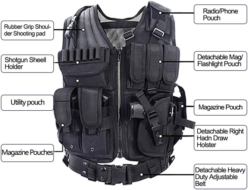 vAv YAKEDA Tactical Vest Outdoor Ultra-Light Breathable Training Airsoft Vest Adjustable for Adults