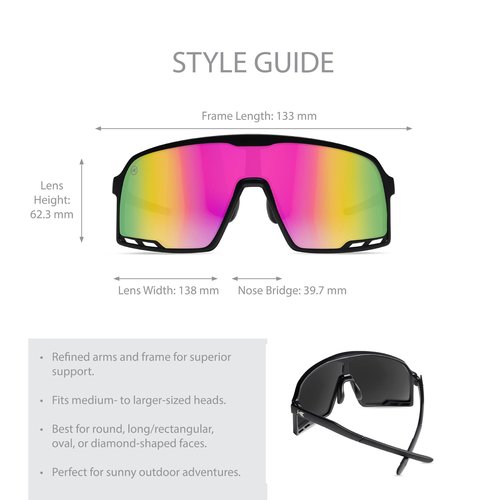 Knockaround Campeones Wraparound Sunglasses for Men and Women - Performance Lenses with Full UV400 Protection, Rainbow on Black