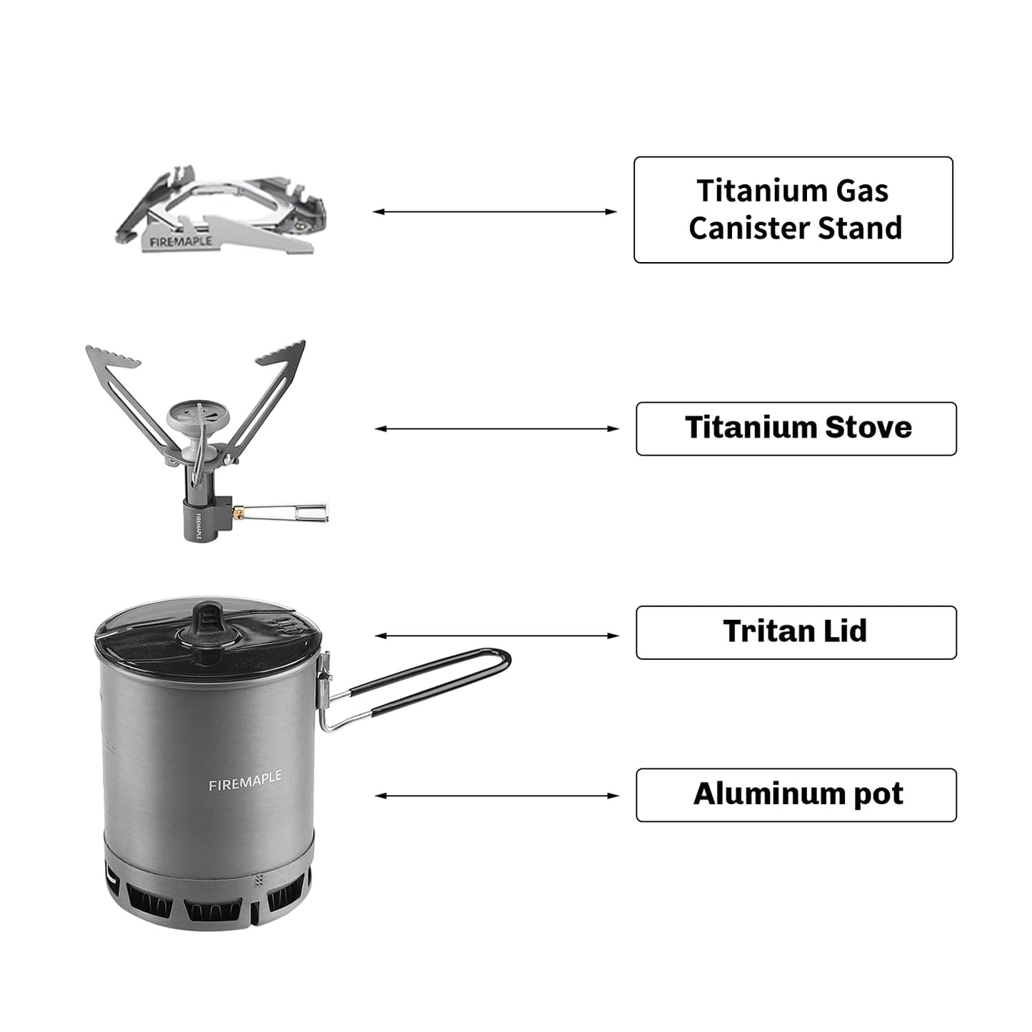 Fire Maple Petrel Portable Stove Ultralight Cooking System, with a Lightweight, Fast Boiling Function, Precise Double Tick Design, for Outdoors, Camping and Traveling