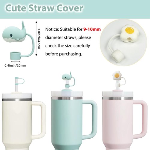 Cup Accessories Set Includes 6Pcs Silicone Spill Proof Stopper, 2Pcs Straw Cover Cap for 9-10 mm Straw, 1Pcs Silicone Boot Compatible with Stanley Cup 40oz&30oz Tumbler(Seafoam)