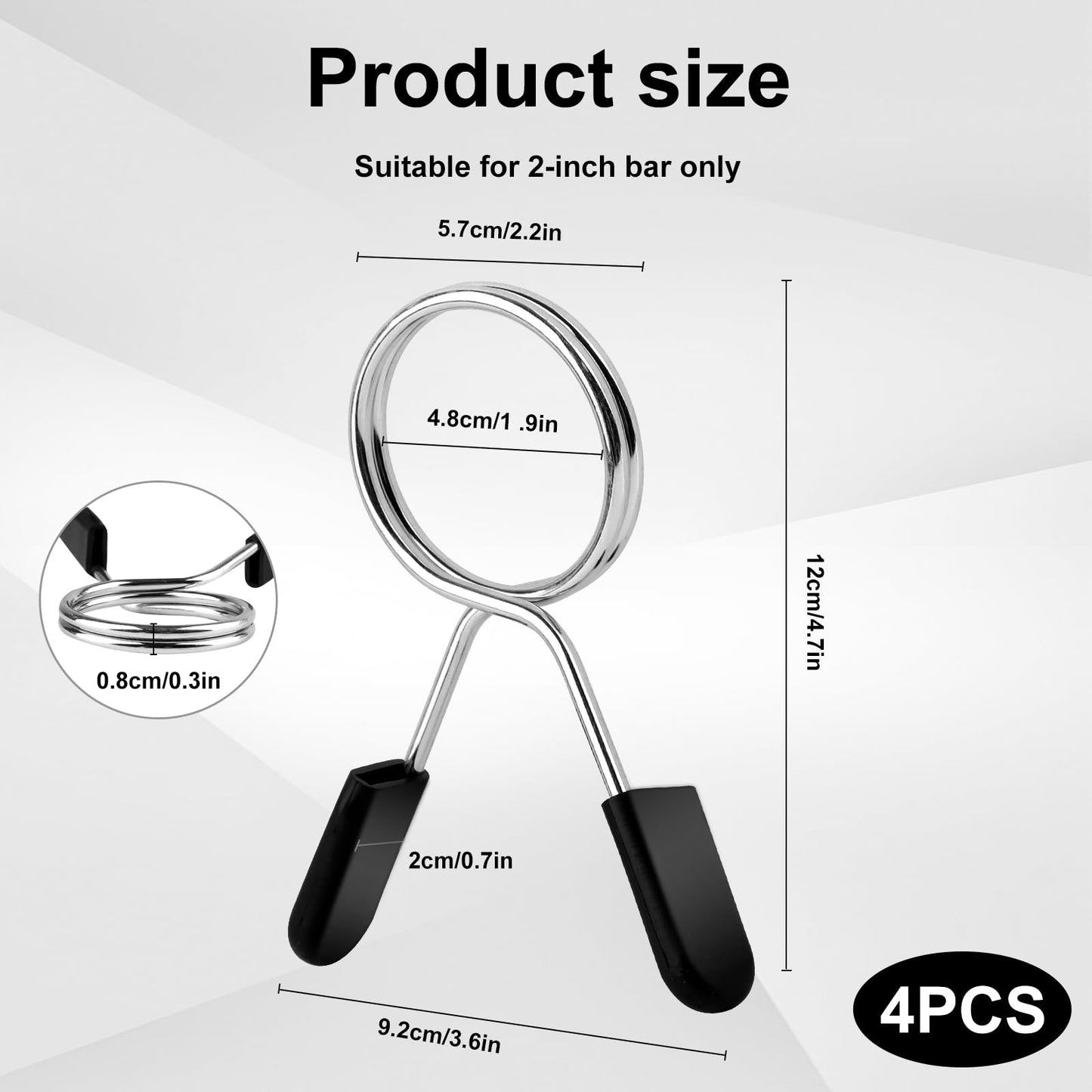 4pcs 2 Inch Barbell Clamps,Stainless Steel Spring Collar Clips,Olympic Barbell Spring Lock Collars,Weight Bar Clamps Dumbbell Handles Locking Clip for Weightlifting,Strength Training Accessories