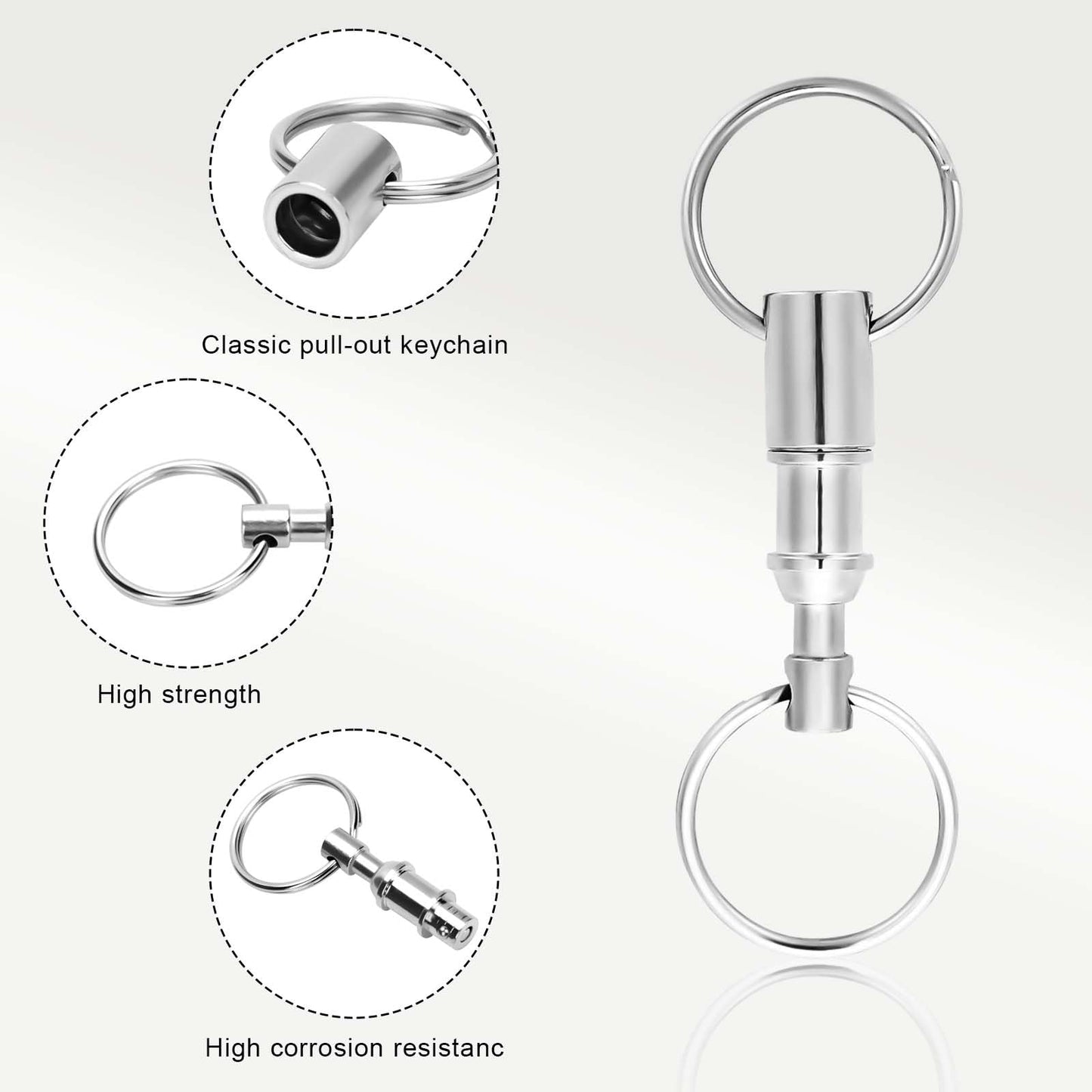 4pcs Keychain for Quick Release, Detachable Dual Pull Apart Key Chain Quick Disconnect Key Ring with Metal Keyring Quick Detach Key Holder for DIY Craft Home Car Key Accessory