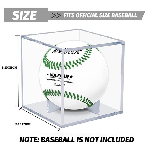 VOLEAAR 1PCS Baseball Display Case,UV Protected Acrylic Baseball Boxes,Clear Cube Autograph Memorabilia Ball Display Cases for Official Size Ball