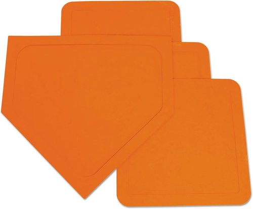 Champion Sports Throwdown Base Set: 4 Baseball & Softball Rubber Throw Down Bases - Training & Practice Equipment, Orange , 1" x 17" x 17"