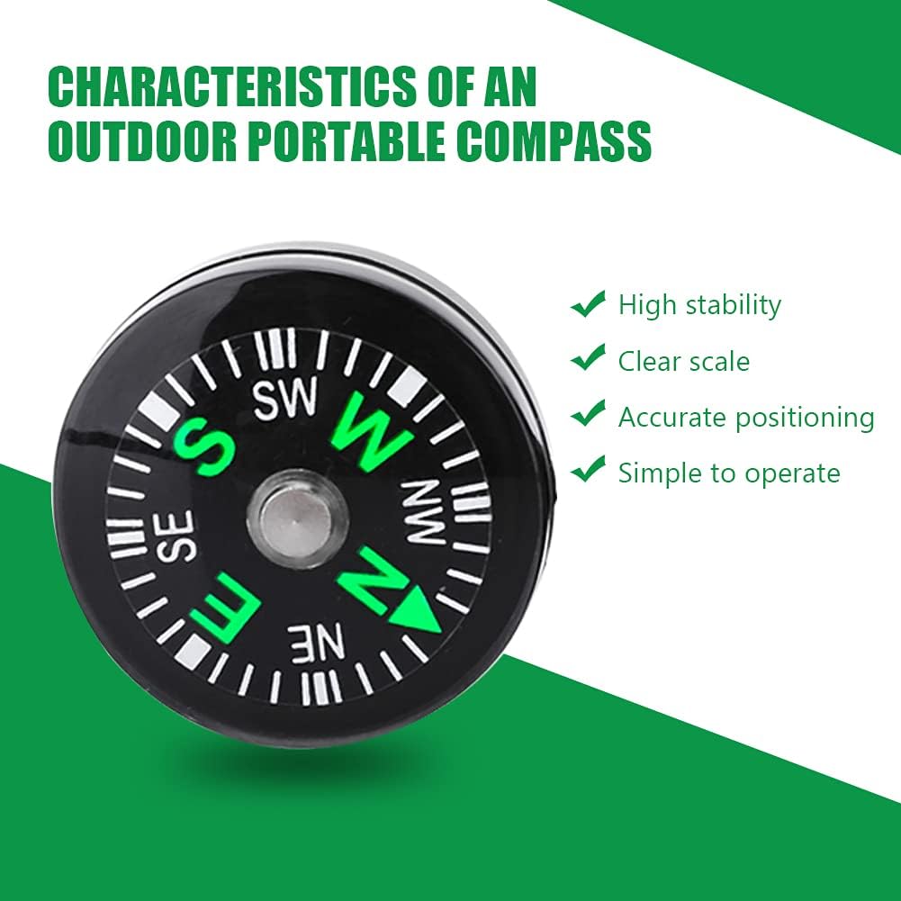 12Pcs Button Compass, Oil Filled Mini Pocket Button Compass for Camping, Hiking, Boating, Survival Bracelets Button Small