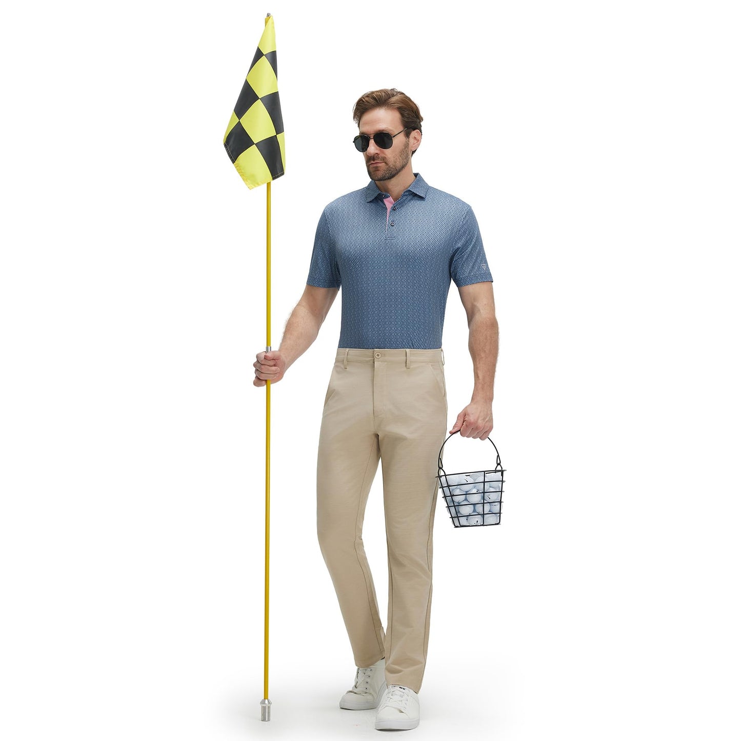 M MAELREG Polo Shirts for Men Quick Dry Fit Short Sleeve Performance Moisture Wicking Print Men’s Golf Shirts