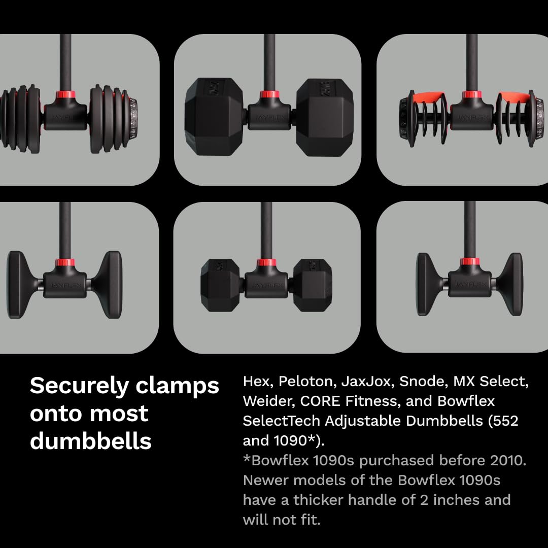 Jayflex Hyperbell Dumbbell Converter - Convert Dumbbells to Barbell Set and Kettlebell for Home Fitness - Adjustable & Up to 200 lb Capacity Weight Barbell for Weight Lifting