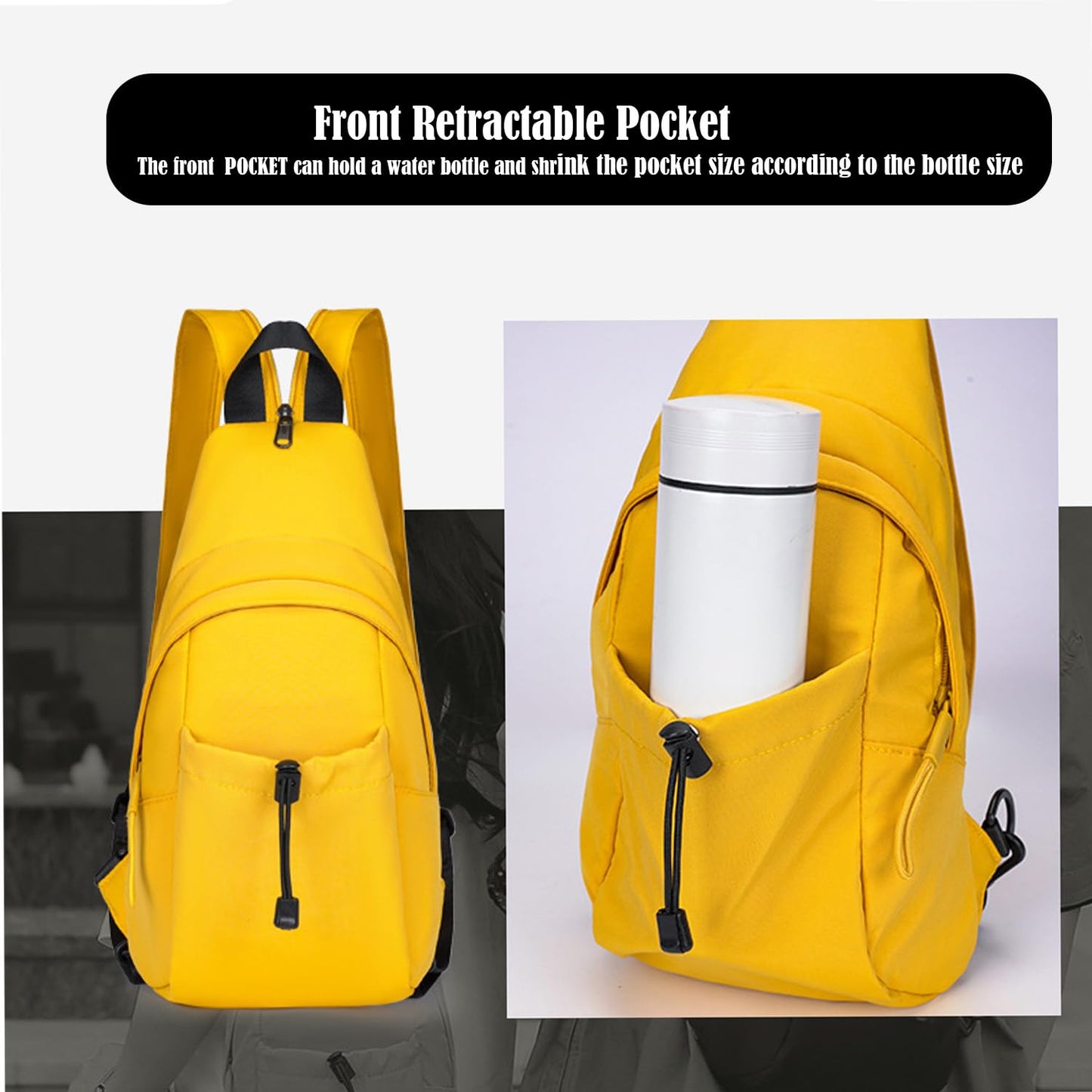 JENAGREEN Waterproof Sling Backpack Crossbody Sling Bag for Women Men, Multipurpose Travel Hiking Adjustable Chest Bag Casual Daypack