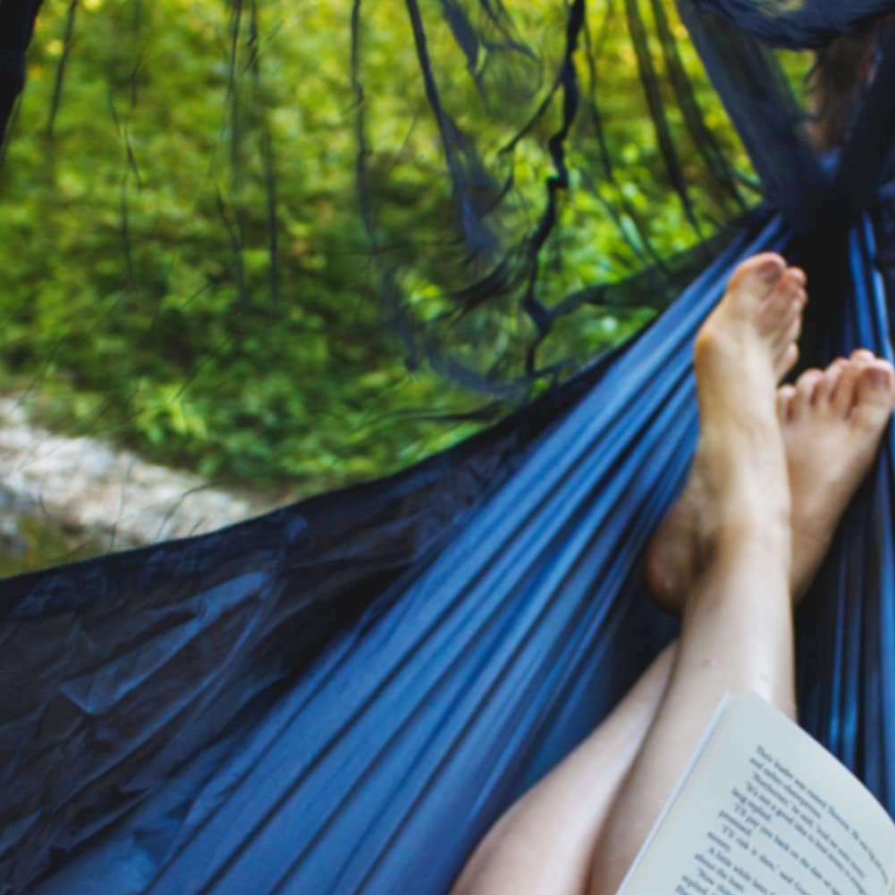 ALUCKY Hammock Net Camping Mosquito Net, No See Ums & Repels Insect, Polyester Netting for 360 Degree Protection, Double Sided Zipper for Easy Access Fits for All Camping Hammocks(Black)