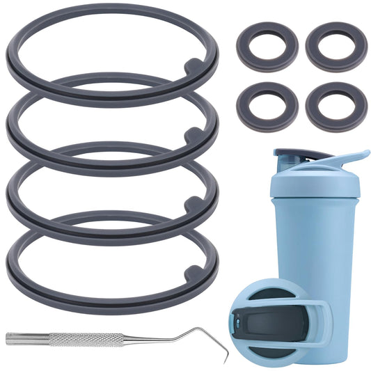 9PCS Shaker Bottle Gasket Replacement for BlenderBottle Strada Shaker Cup Stainless Steel Water Bottle，Wire Whisk Bottle Gasket，Compatible with Blender Bottle Strada Protein Shaker Bottle（Flip lid）