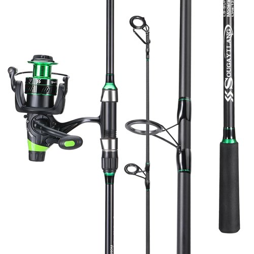 Sougayilang Surf Fishing Rod Combo IM8 Carbon 3 Piece Travel Spinning Rod with 4000 Size Spinning Reel - 12'