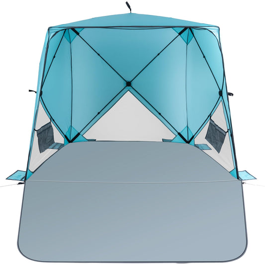 Beach Tent,Beach Sun Shelter with UPF 50+UV Protection with Extendable Floor mat for 3-4 Person, Waterproof Portable Easy Setup Beach Canopy Shade Tent for Outdoor Camping, Picnics