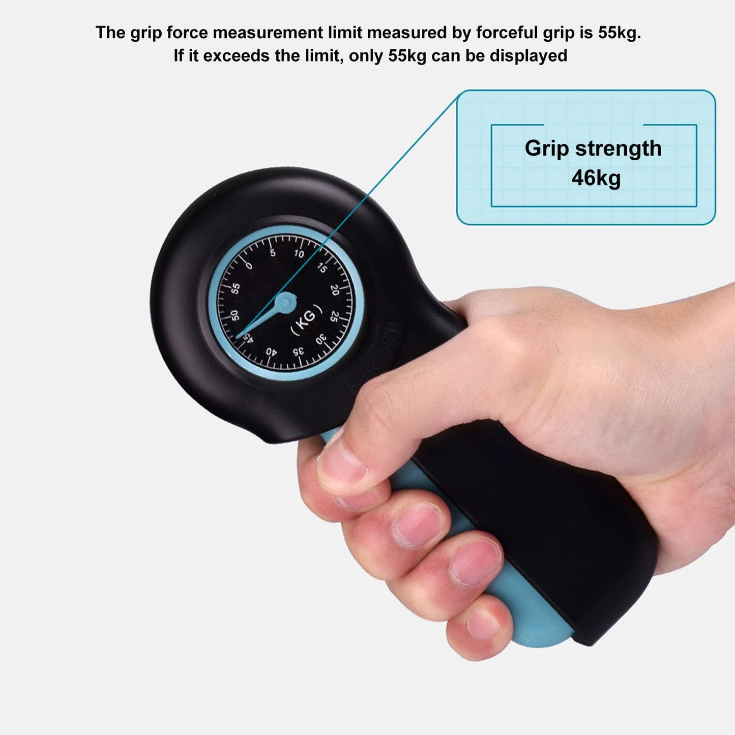 Hand Dynamometer for Athletes, Ergonomic Hand Grip Strength Tester for Forearm Wrist Training Measurement (Blue Black)