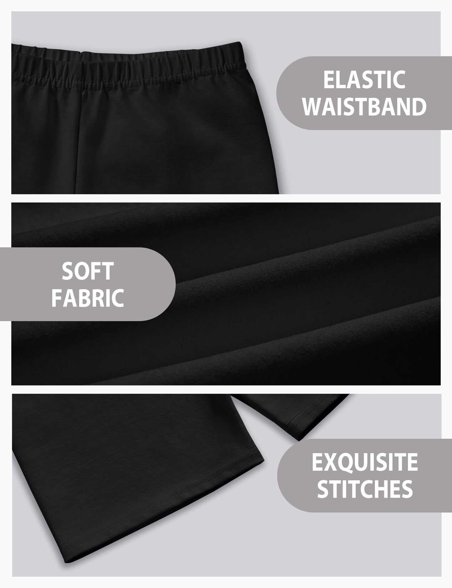 Somaibo 3 Pack Girls Bike Shorts Kids Cartwheel Basic Cotton Under Dress Biker Shorts for Running Dance 9-10 Years Black
