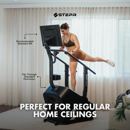 STEPR Classic Stair Master with LED Touchscreen, Commercial Grade Stairmaster Machine for Home, 140 Steps/Min, Bluetooth Stepper Machine, Resistance Band Attachments, Mobile App, 375 lb Capacity