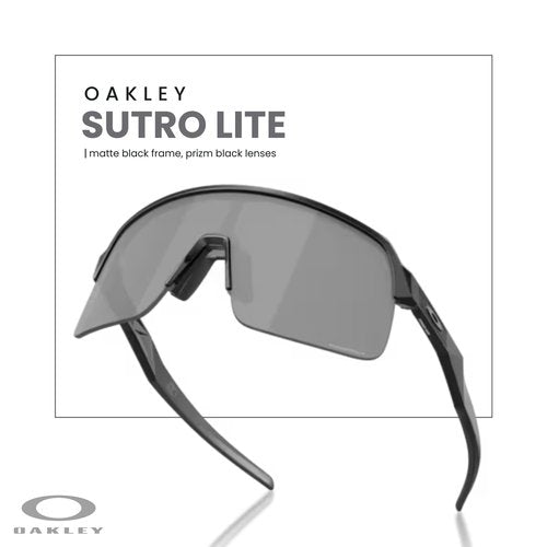 OAKLEY Sutro Lite OO9463 946305 39MM Matte Black/Prizm Black Shield Sunglasses for Men+ Bundle Accessory Leash Kit, Microfiber Pouch