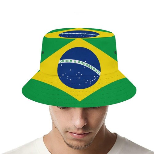 Soccer Brazil Hat Fisherman Bucket Hat, Summer Beach Sun Hat for Fans Gifts