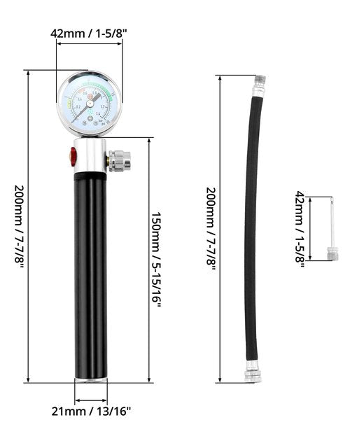 QWORK Sports Ball Air Pump with Pressure Gauge, Basketball Pump Volleyball Pump Soccer Ball Powerful Air Pump, Bicycle Tire Pump, Sports Hand Pump, Balloon Pump,Flexible Hose (Black)