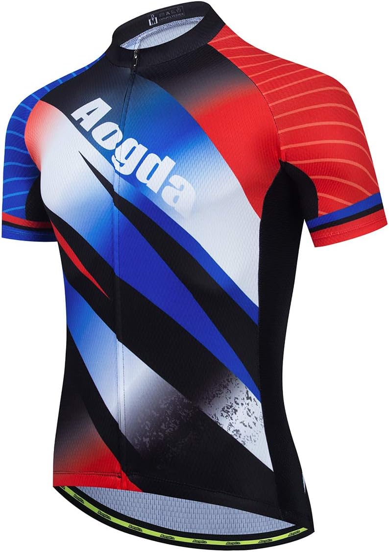 Aogda Cycling Jerseys Men Bike Shirts Team Biking Tops Bicycle Short Sleeves Clothing
